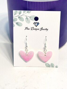 Pink Rise Heart Earrings